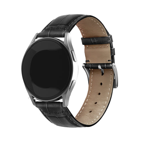 Leather Crocodile Grain horlogebandje - 20mm - Zwart