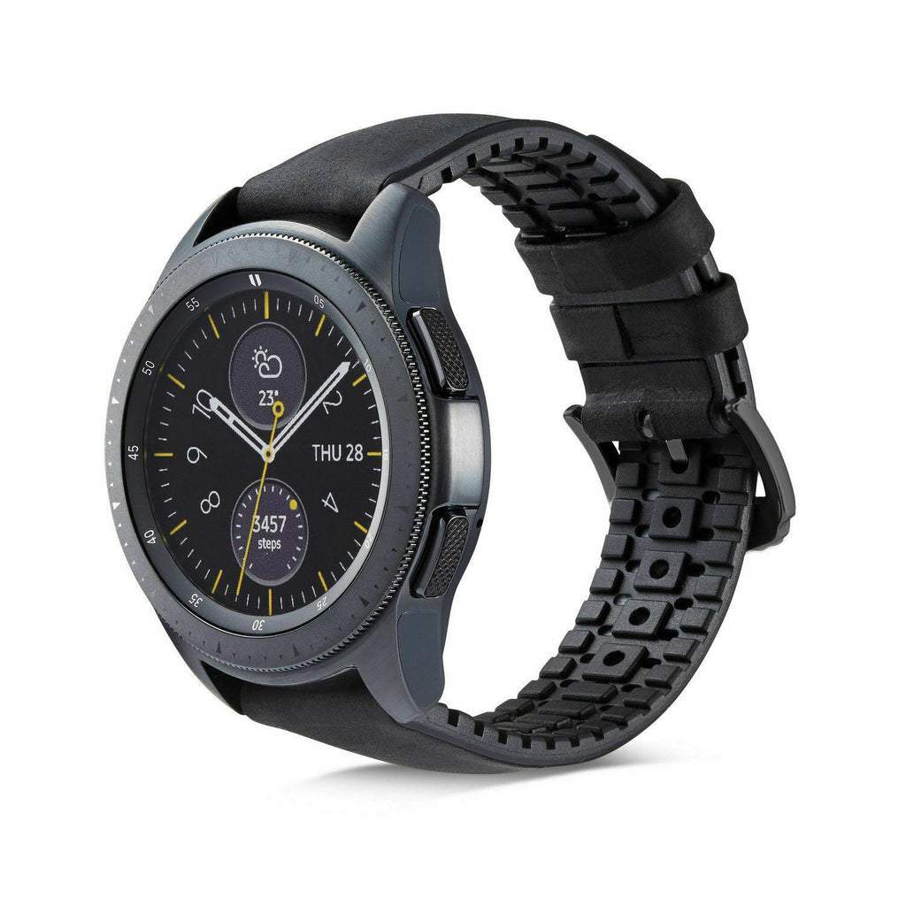Siliconen Leren horlogebandje - 20mm - Zwart