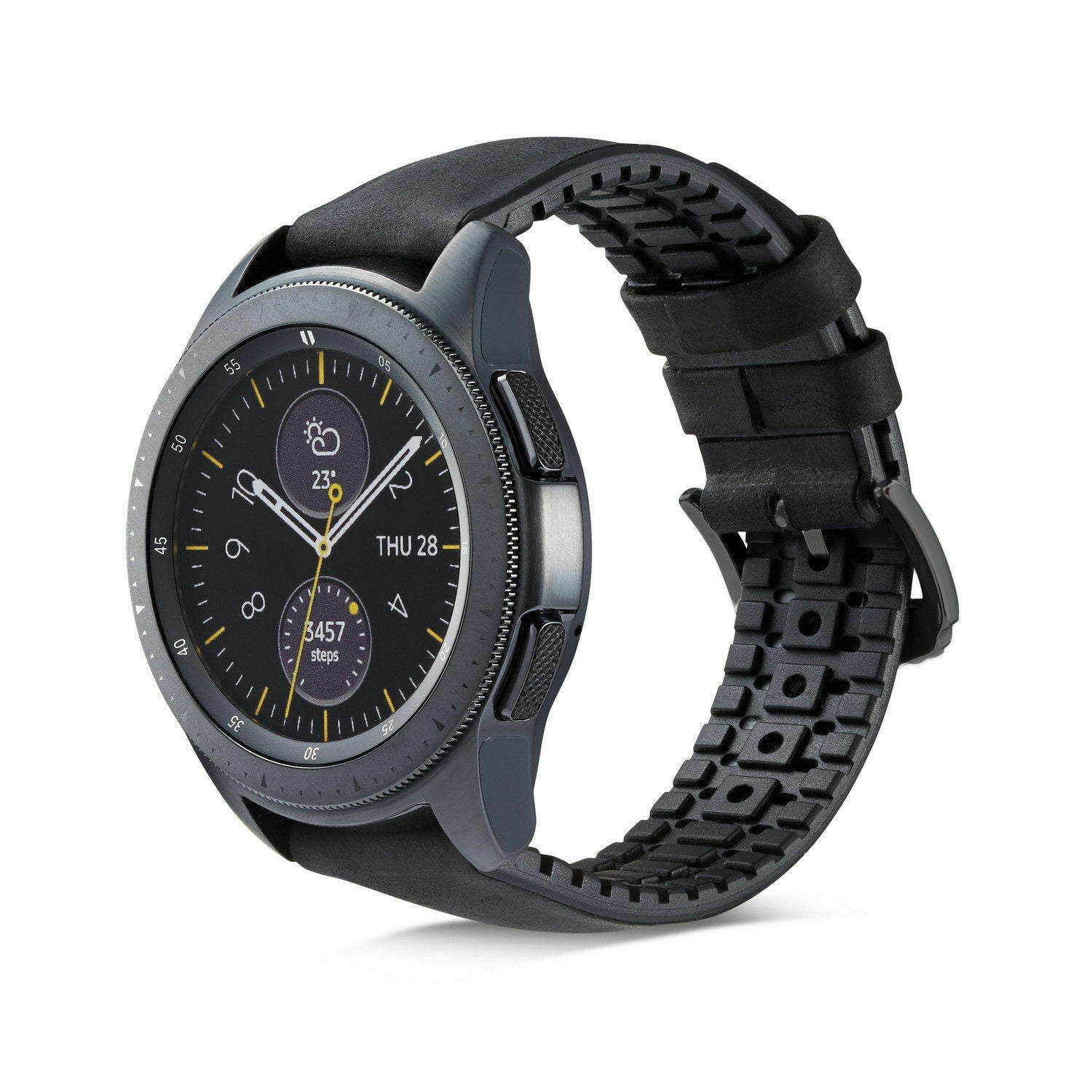 Siliconen Leren horlogebandje - 20mm - Zwart