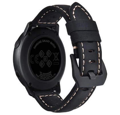 Leren horlogebandje - 20mm - Zwart