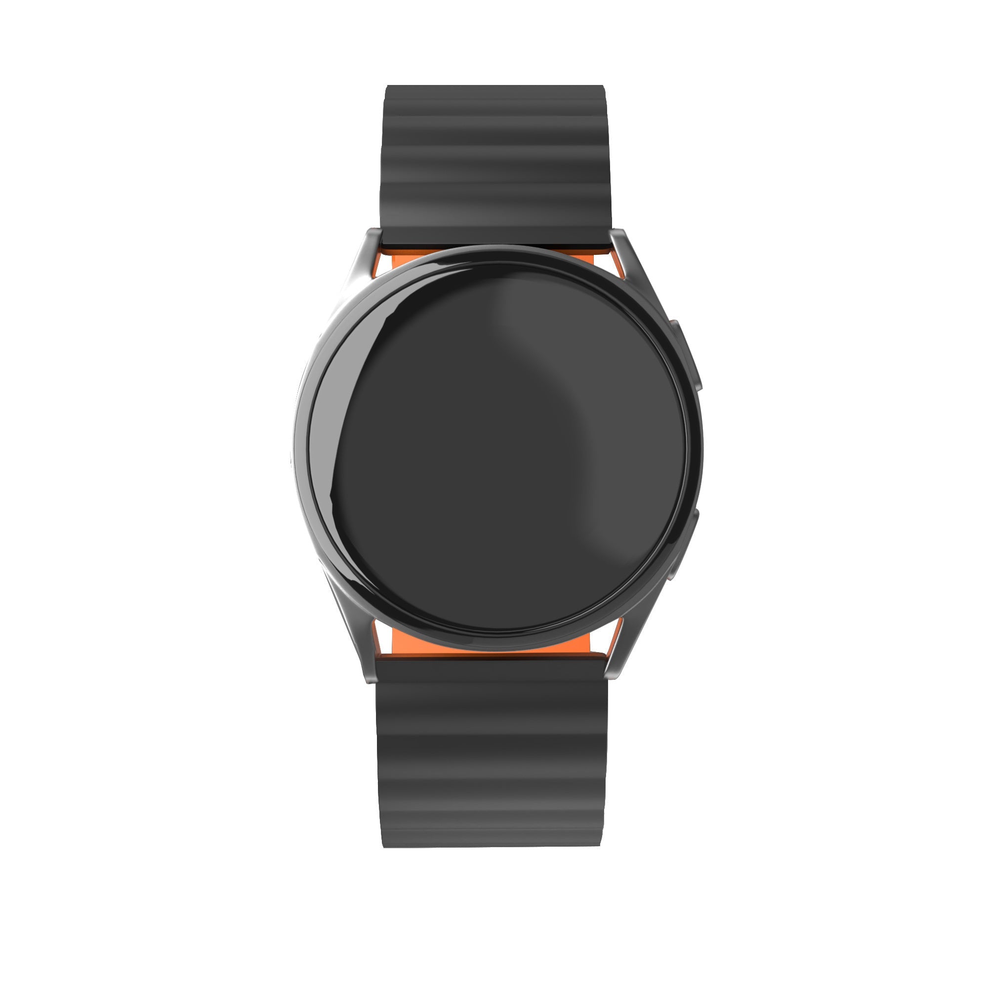 Magnetisch siliconen horlogebandje - 20mm - Zwart/oranje