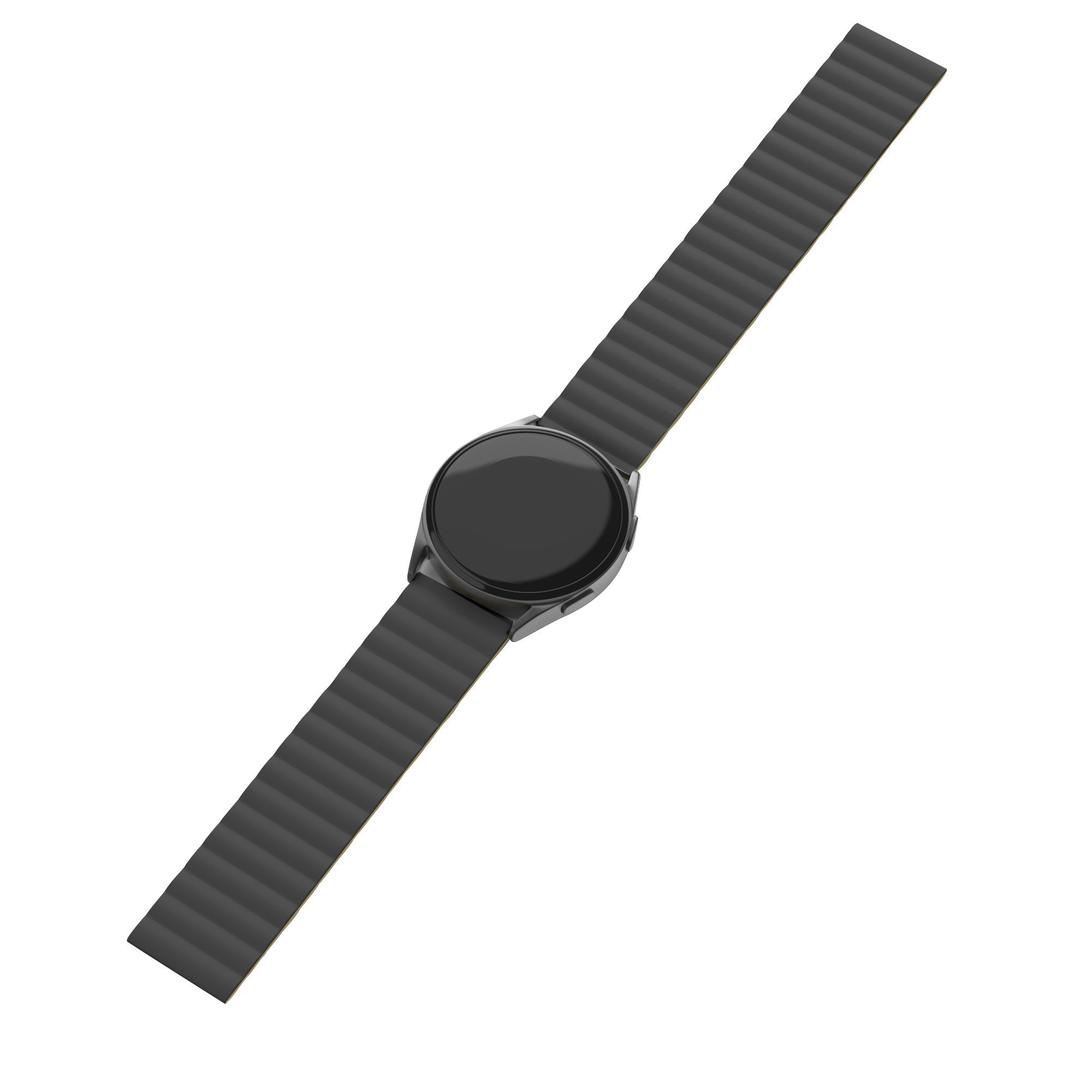 Magnetisch siliconen horlogebandje - 20mm - Zwart/geel