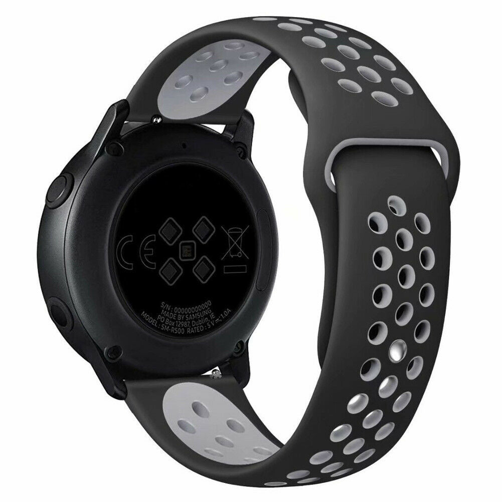 Sport horlogebandje - 20mm - Zwart/grijs