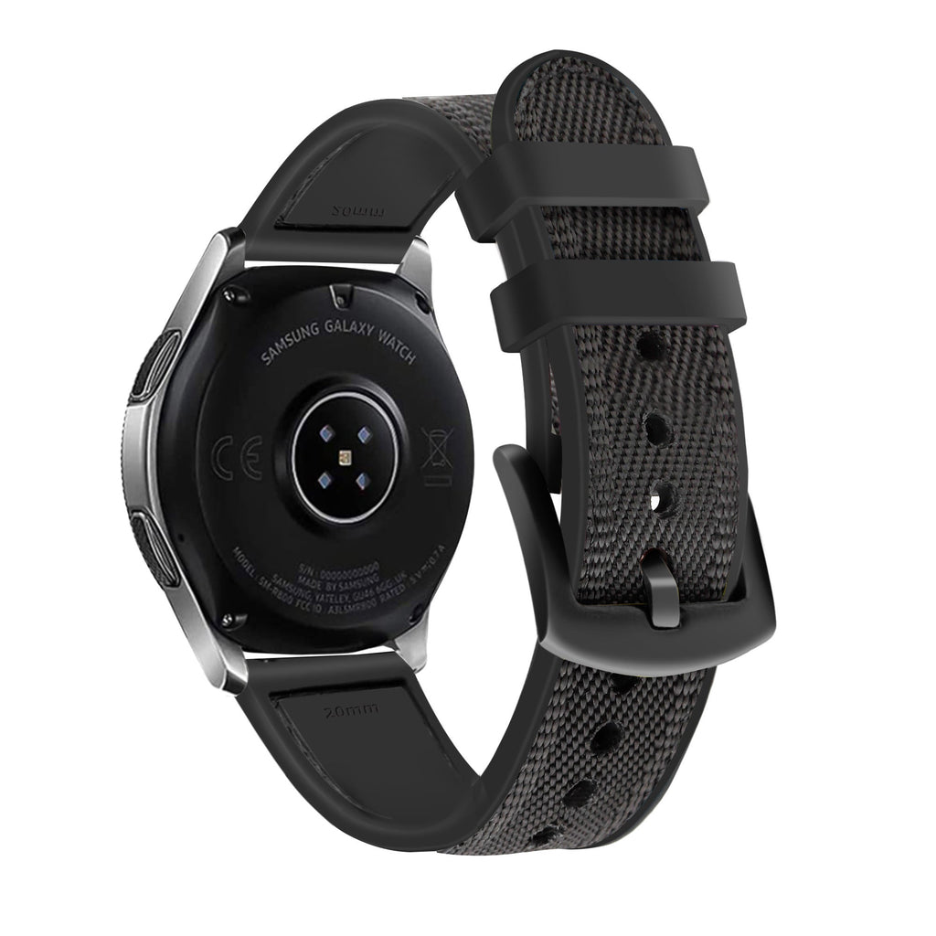 Nylon hybrid horlogebandje - 20mm - Zwart