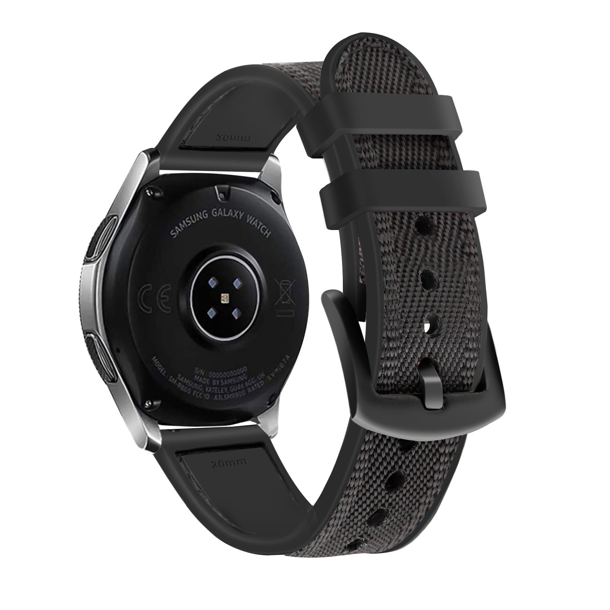 Nylon hybrid horlogebandje - 20mm - Zwart