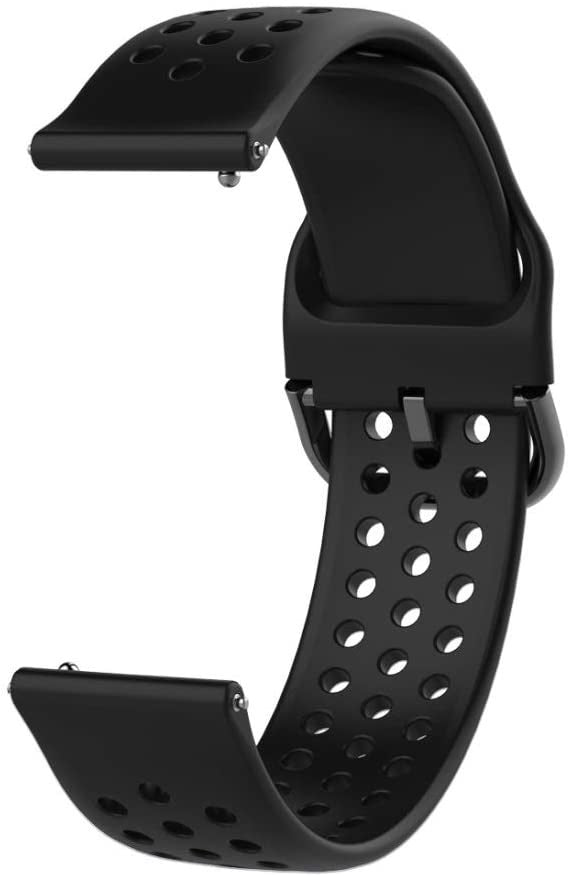 Siliconen met gaatjes horlogebandje - 20mm - Zwart