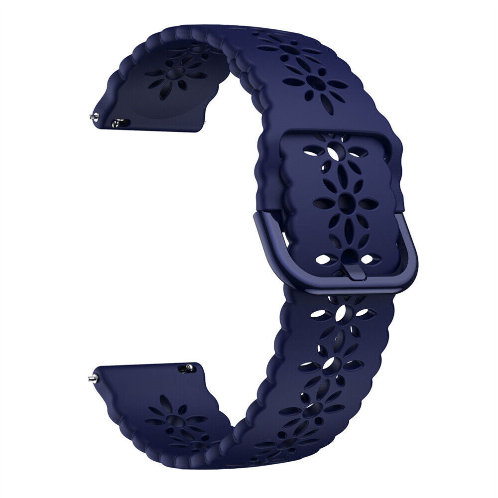 Siliconen met Patroon horlogebandje - 20mm - Donkerblauw