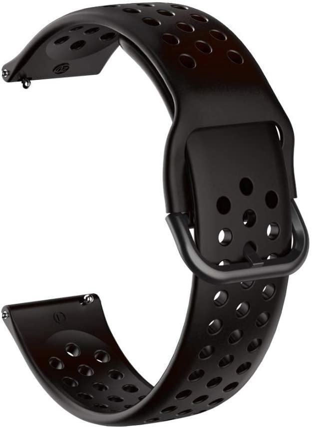 Siliconen met gaatjes horlogebandje - 20mm - Zwart