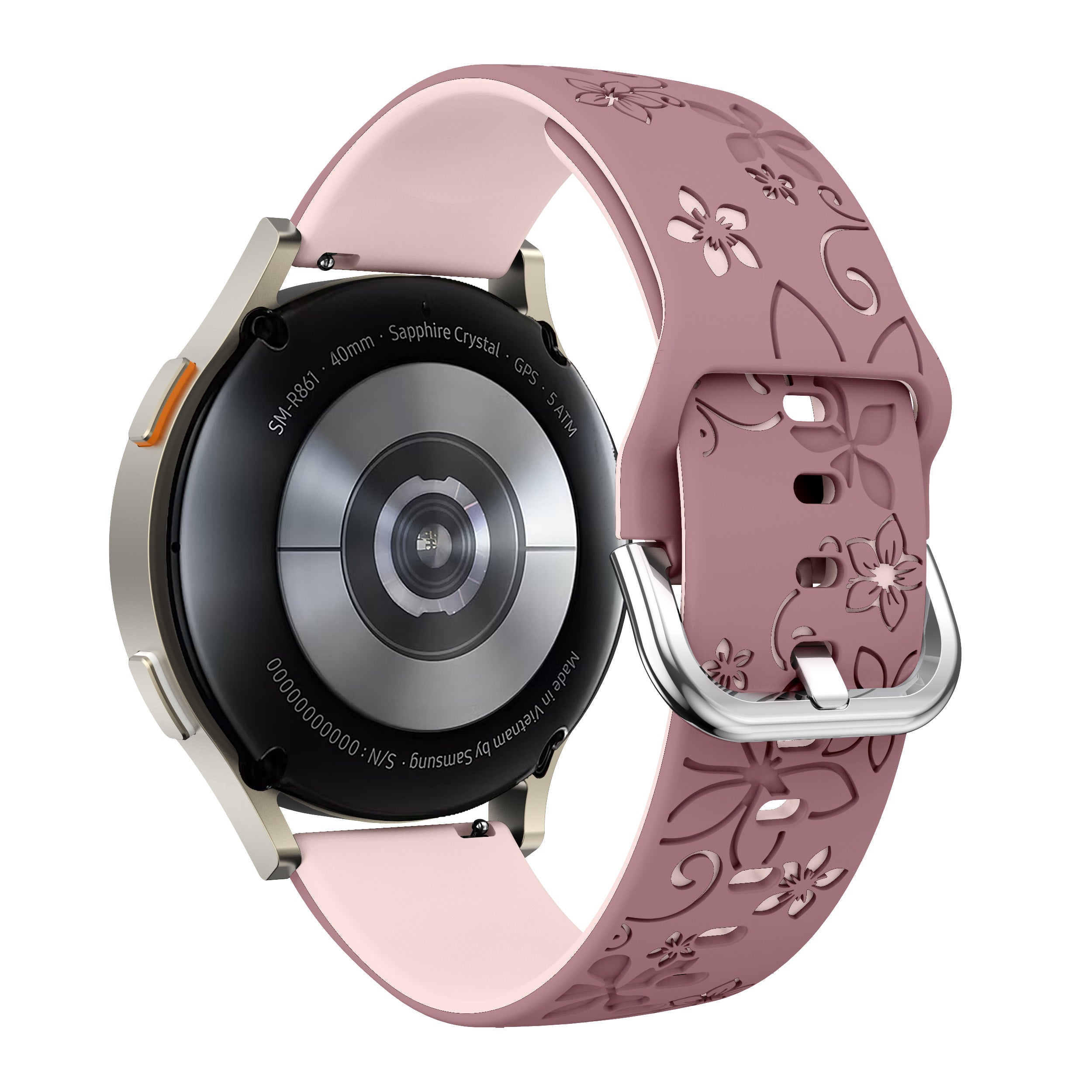 Flower silicone horlogebandje - 20mm - Mauve/lichtroze