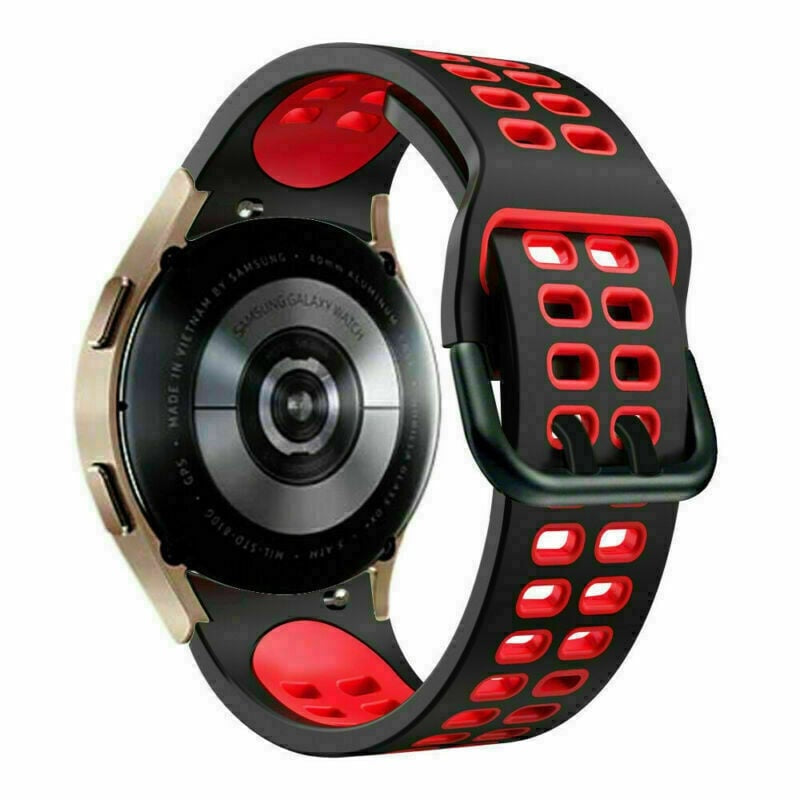 Sport Square horlogebandje - 20mm - Zwart/rood