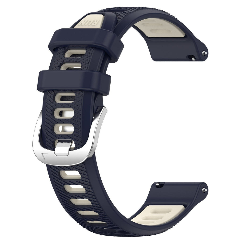 Sport Gesp horlogebandje - 22mm - Donkerblauw/beige