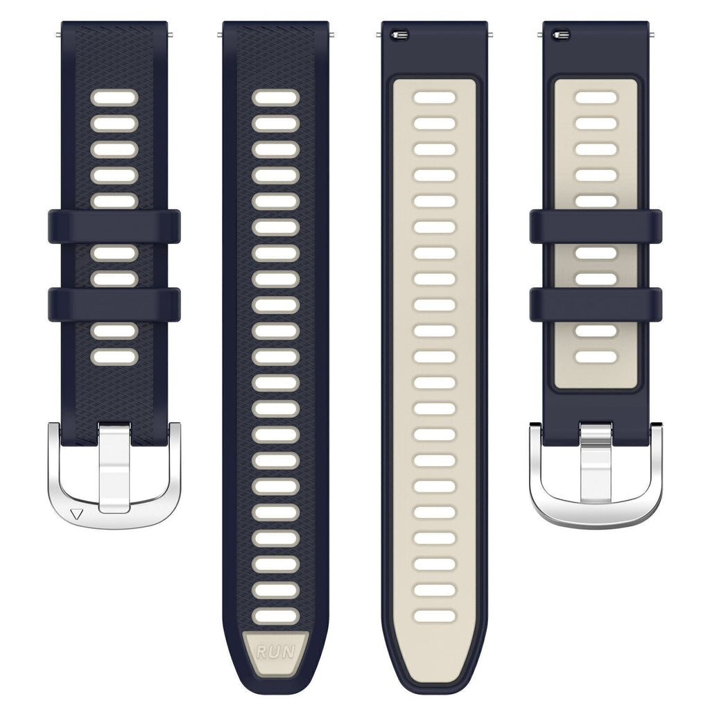 Sport Gesp horlogebandje - 22mm - Donkerblauw/beige