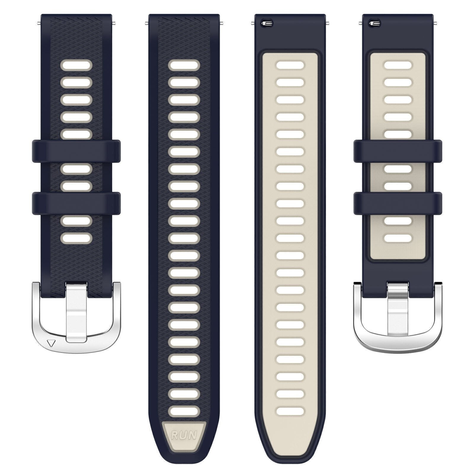 Sport Gesp horlogebandje - 22mm - Donkerblauw/beige
