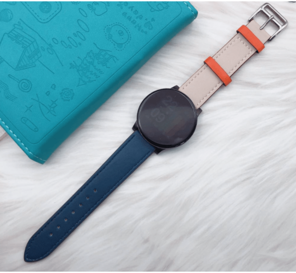 Leren Duo horlogebandje - 20mm - Wit/donkerblauw
