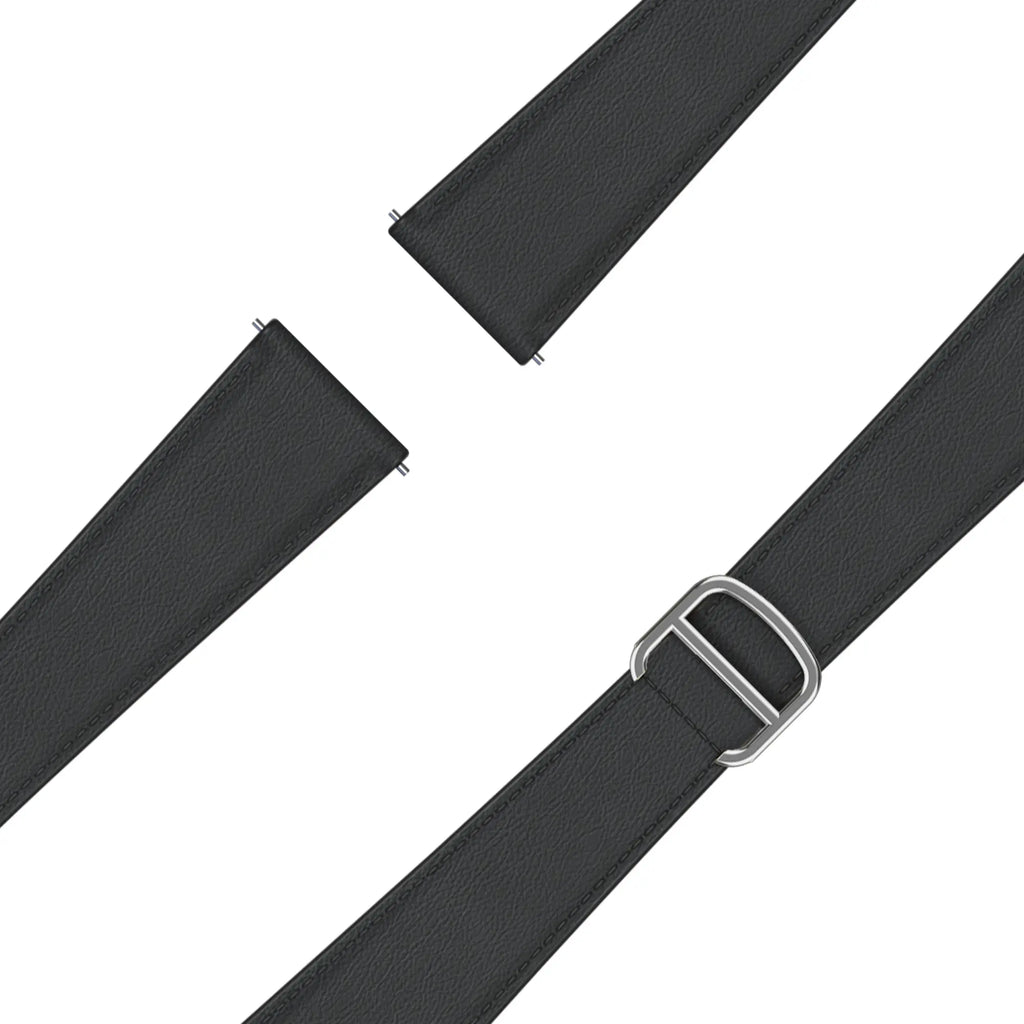 Leren D-Type horlogebandje - 20mm - Zwart