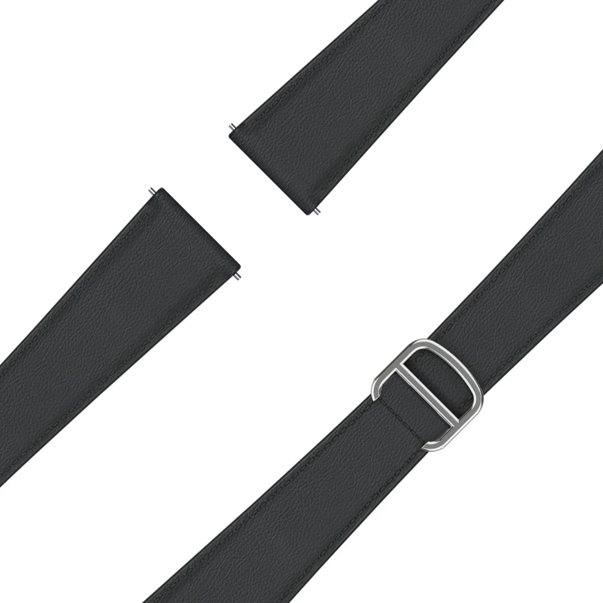 Leren D-Type horlogebandje - 20mm - Zwart