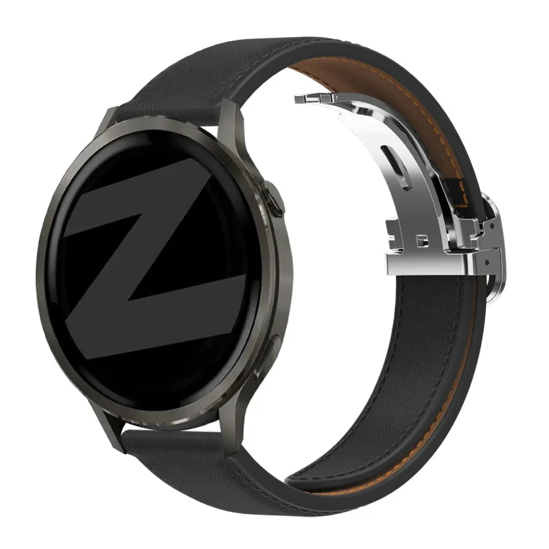 Leren D-Type horlogebandje - 20mm - Zwart