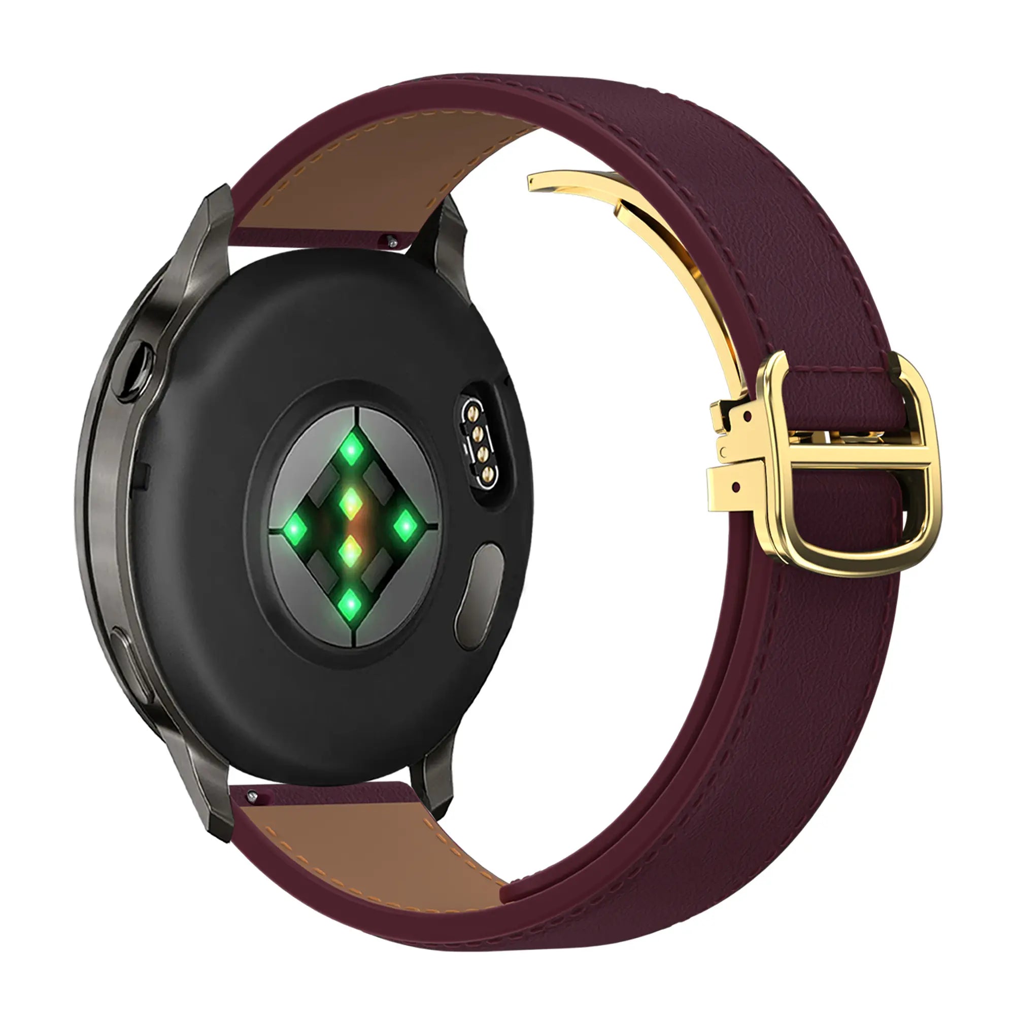 Leren D-Type horlogebandje - 20mm - Wijnrood