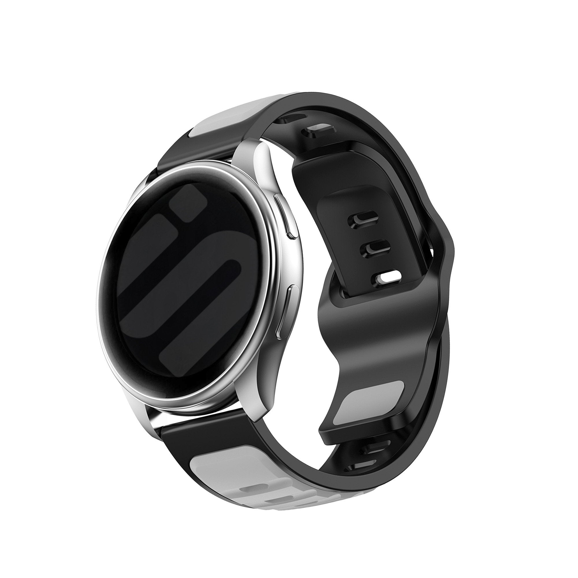 Outdoor duo siliconen horlogebandje - 20mm - Grijs/zwart