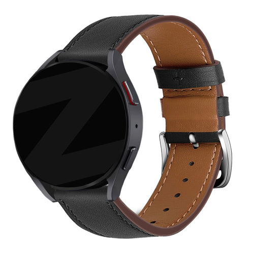 Lederen Deluxe horlogebandje - 22mm - Zwart