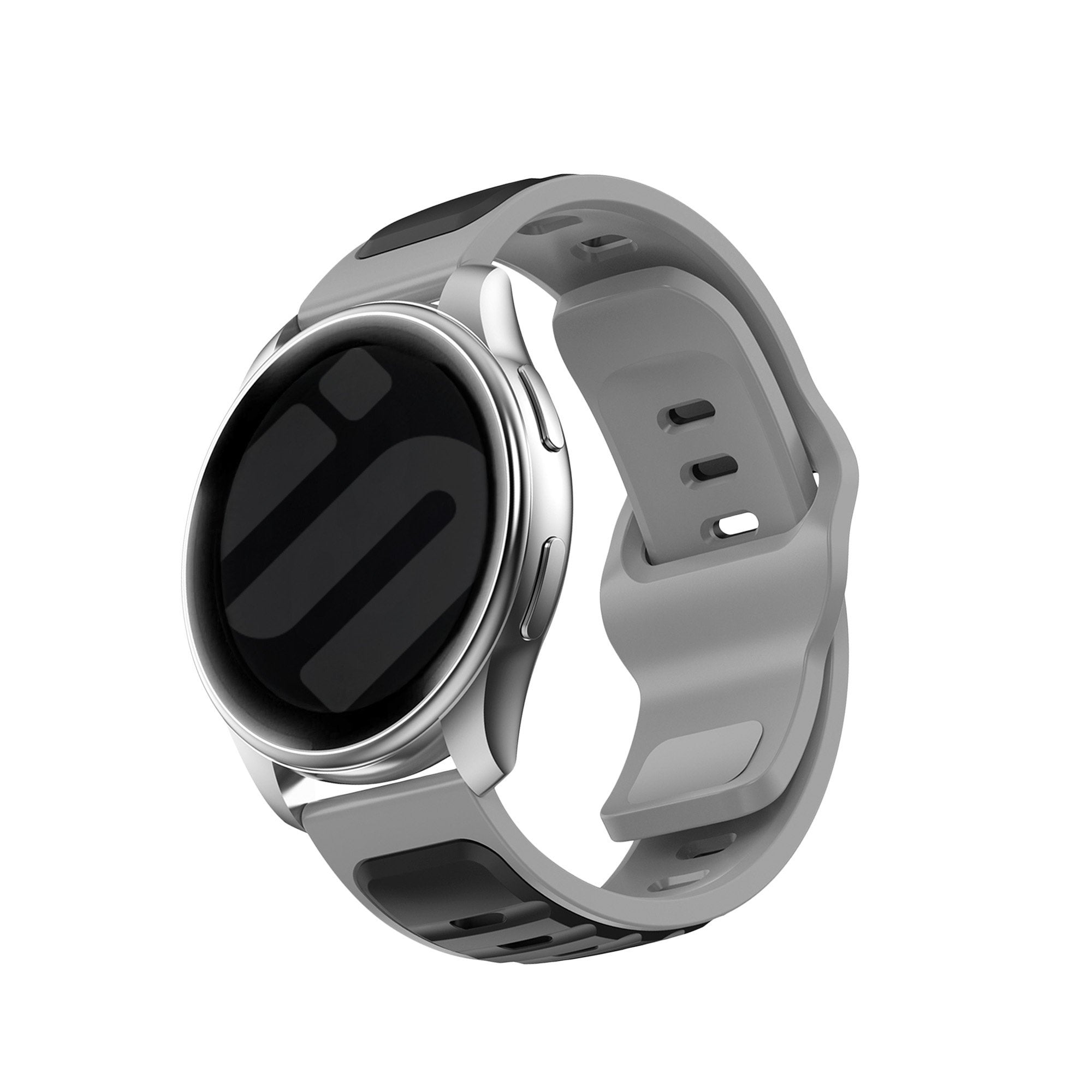 Outdoor duo siliconen horlogebandje - 20mm - Zwart/grijs