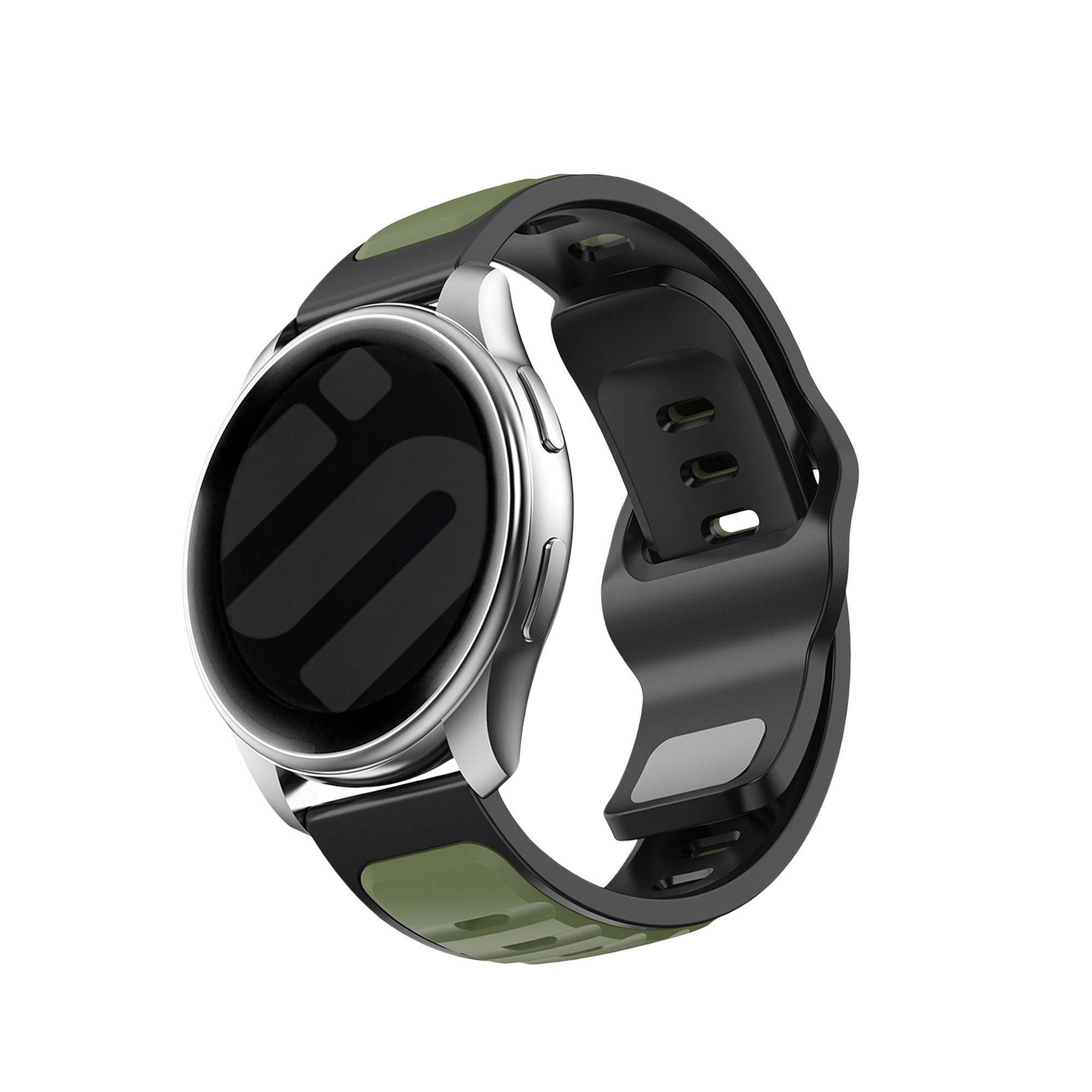 Outdoor duo siliconen horlogebandje - 20mm - Groen/zwart