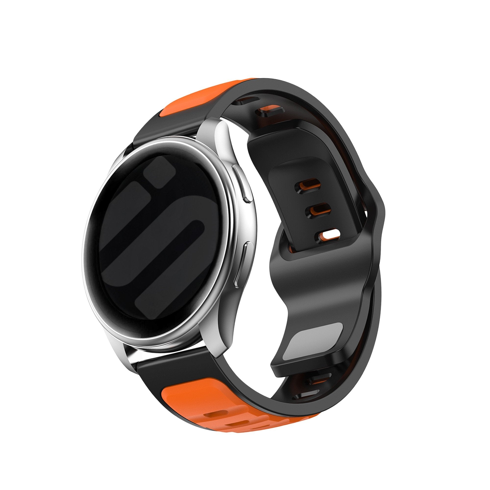 Outdoor duo siliconen horlogebandje - 20mm - Oranje/zwart