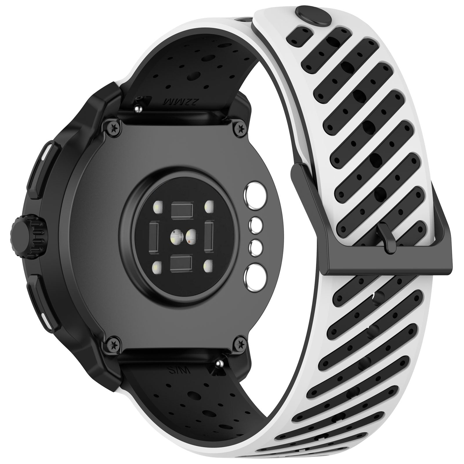 Striped Silicone horlogebandje - 22mm - Wit/zwart