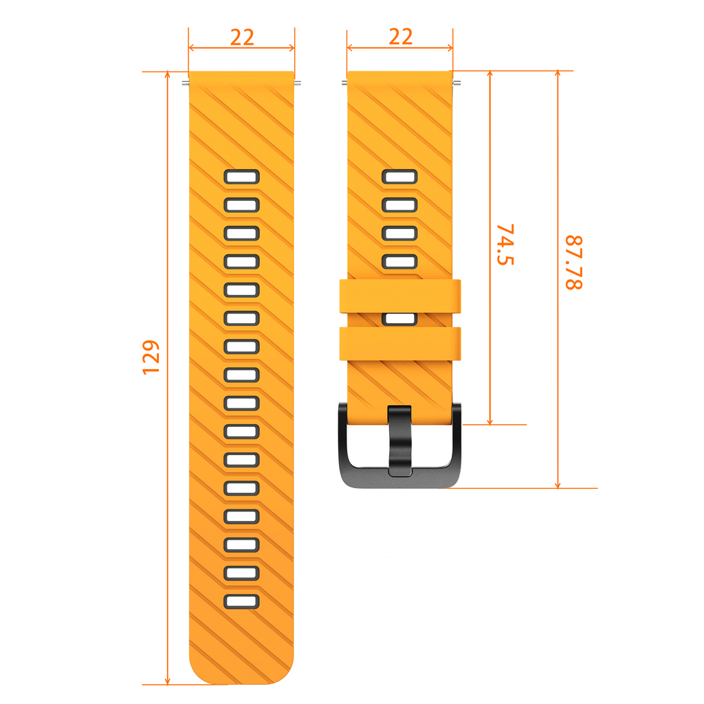 Twill Sport horlogebandje - 22mm - Donkergeel/grijs
