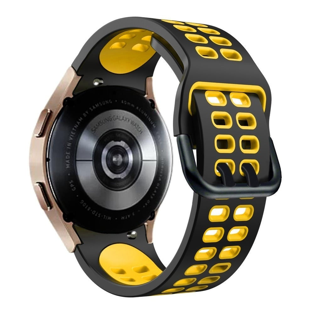 Sport Square horlogebandje - 20mm - Zwart/geel