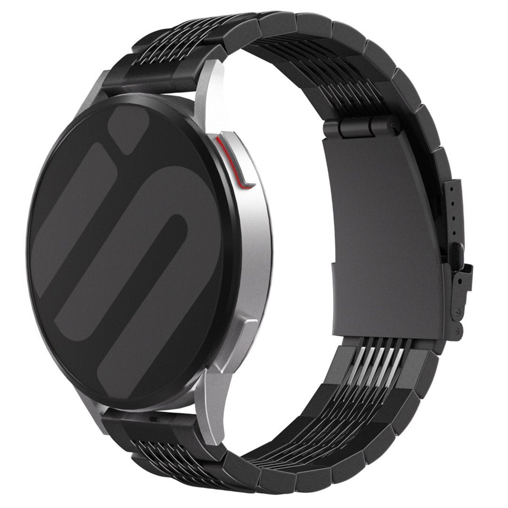 Luxe stalen schakel horlogebandje - 20mm - Zwart