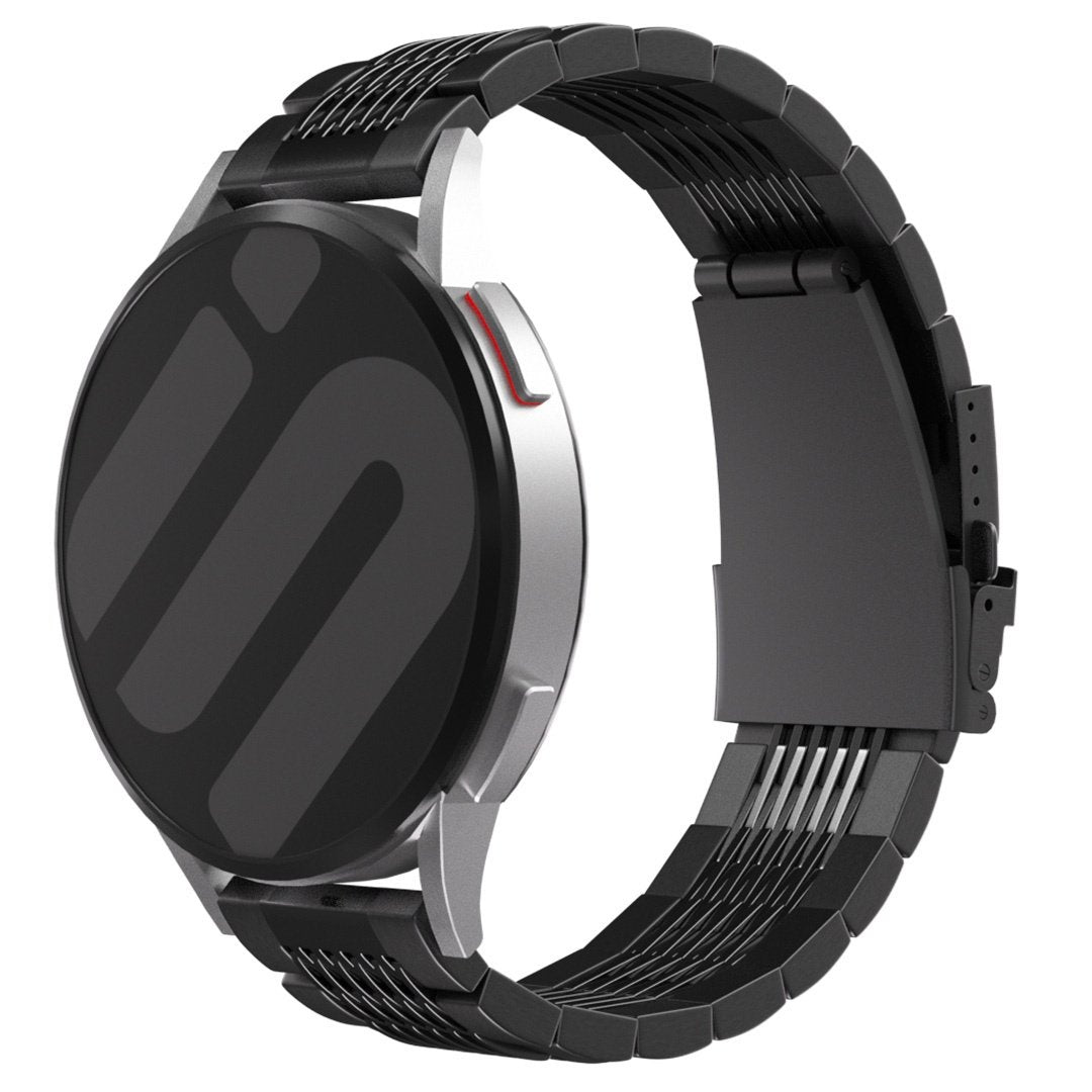 Luxe stalen schakel horlogebandje - 20mm - Zwart