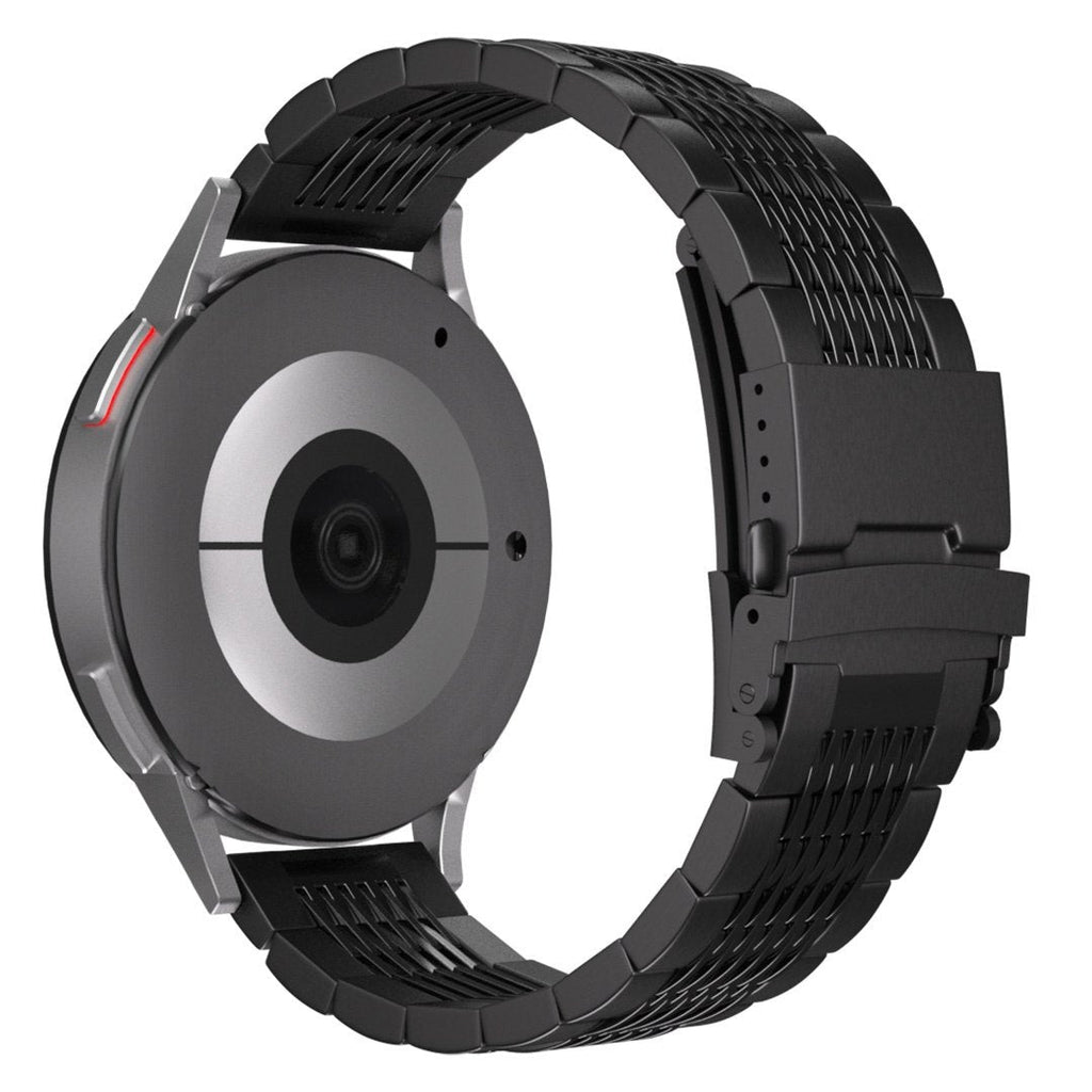 Luxe stalen schakel horlogebandje - 20mm - Zwart