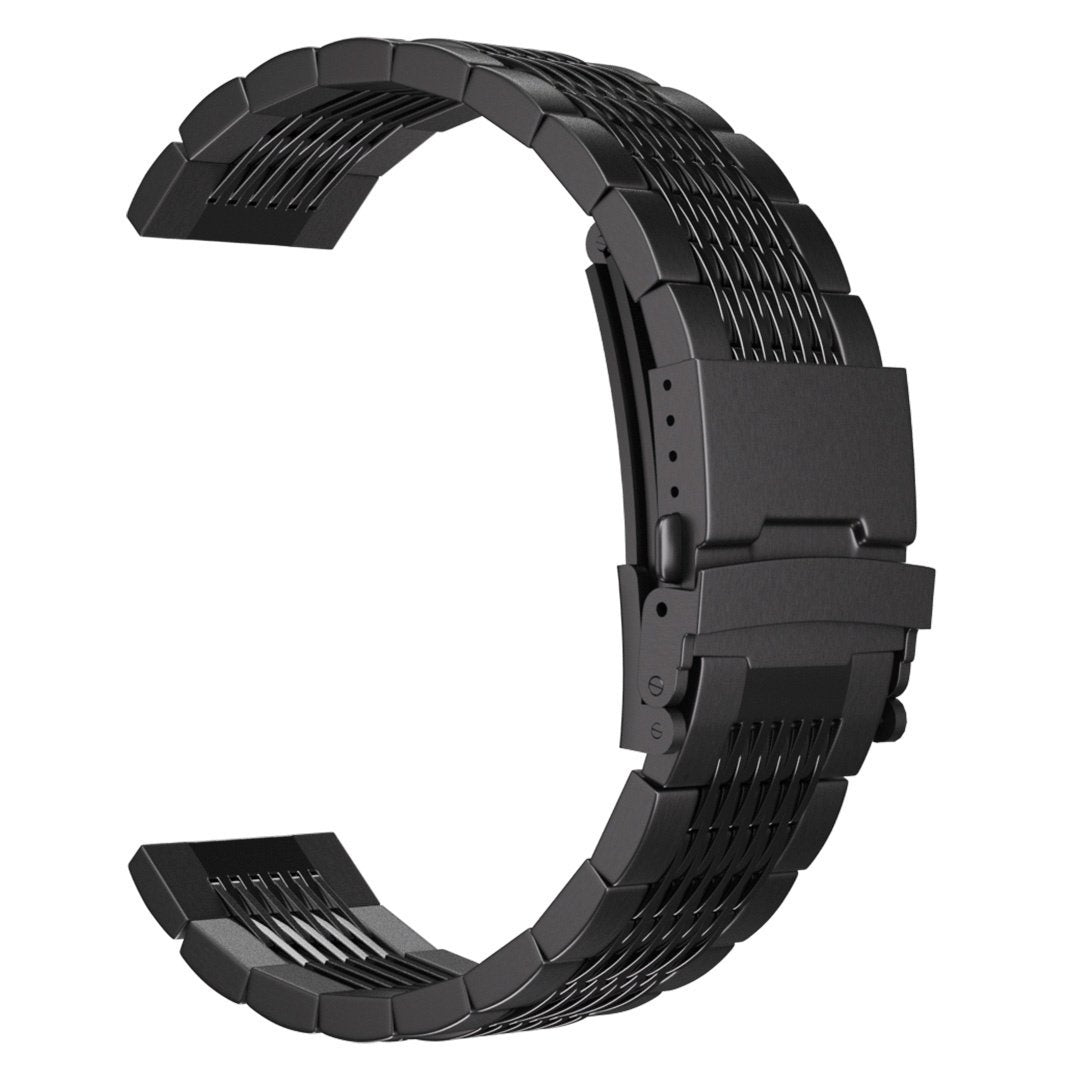Luxe stalen schakel horlogebandje - 20mm - Zwart