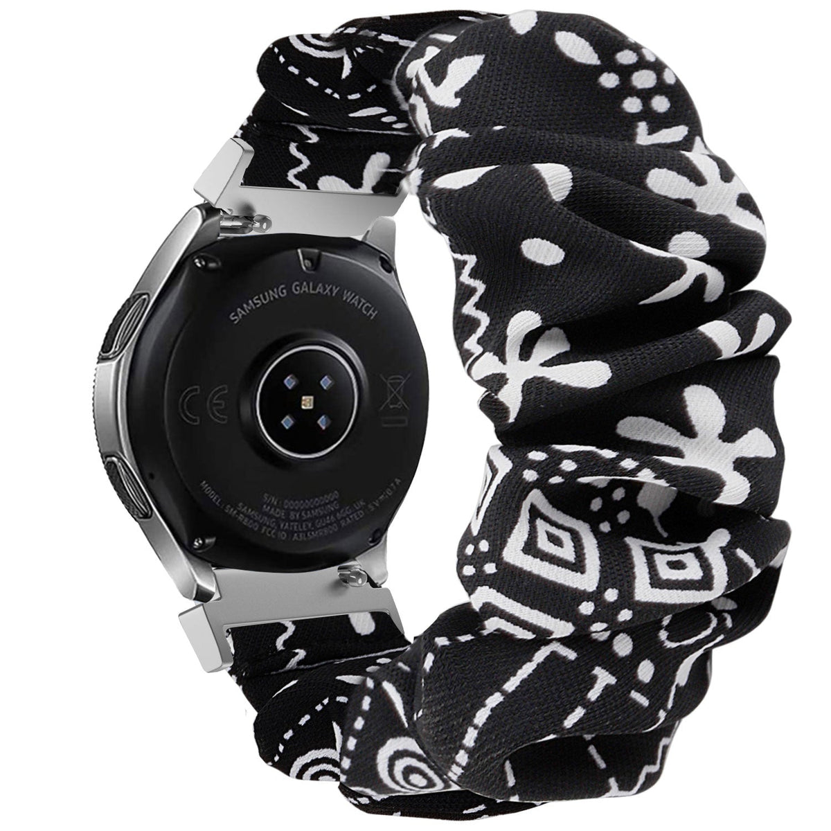 Scrunchie horlogebandje - 20mm - Zwart mix