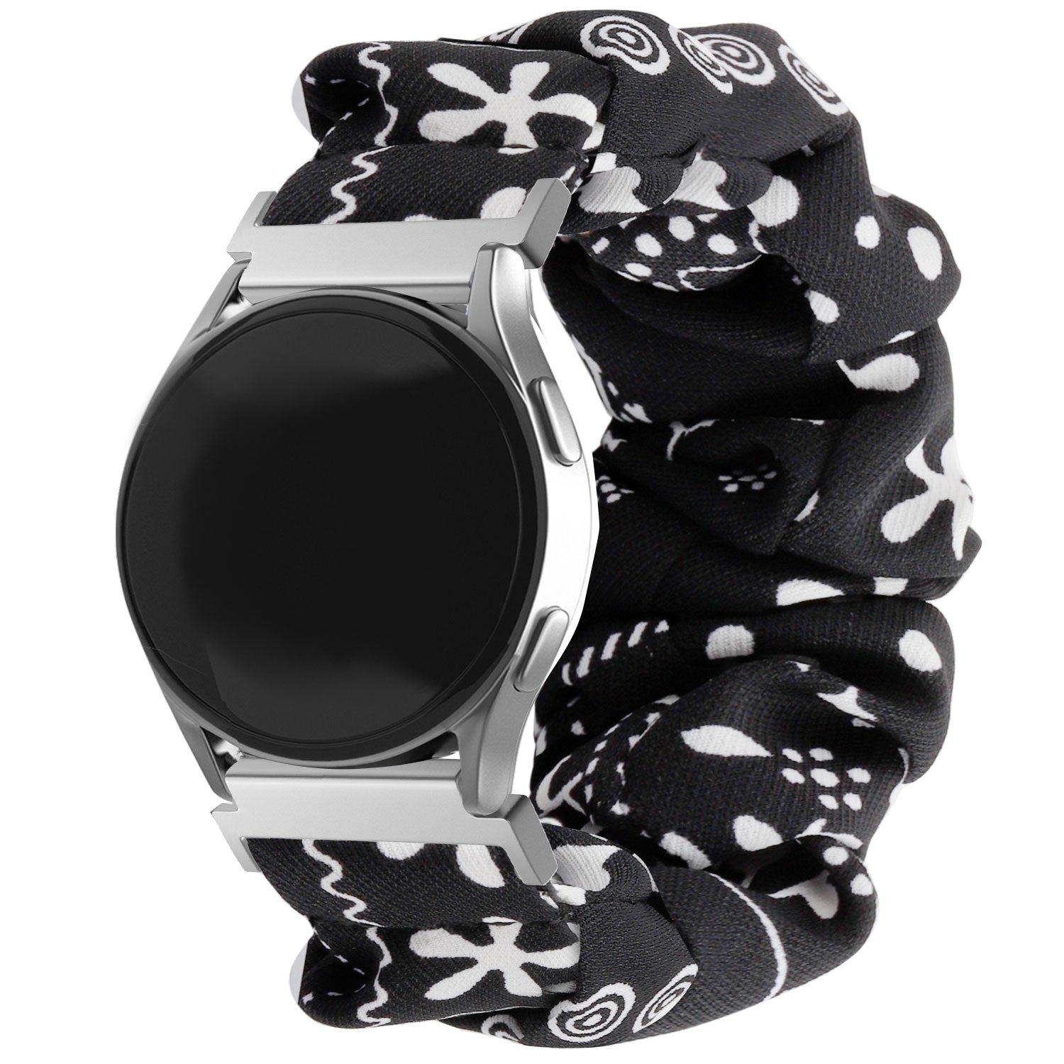 Scrunchie horlogebandje - 20mm - Zwart mix